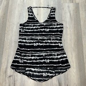 Express Black & White Striped V-Neck Tank